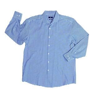 BOSS HUGO BOSS Blue White Plaid Long Sleeve Button Front Shirt Mens Size 18 Neck
